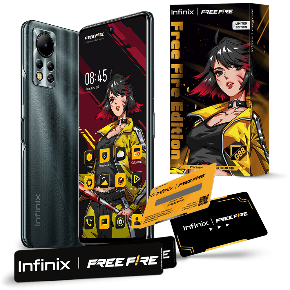Smartphone INFINIX Free Fire 128 GB Câmera Tripla até 50 MP 5000 mAhTela  6,78” de 90 Hz FullHD Dual Chip 6GB RAM – Preto