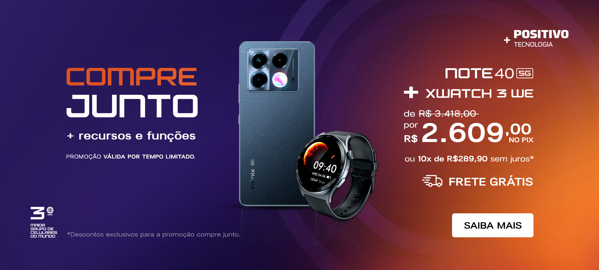 Compre Junto: Note 40 5G + SmartWatch